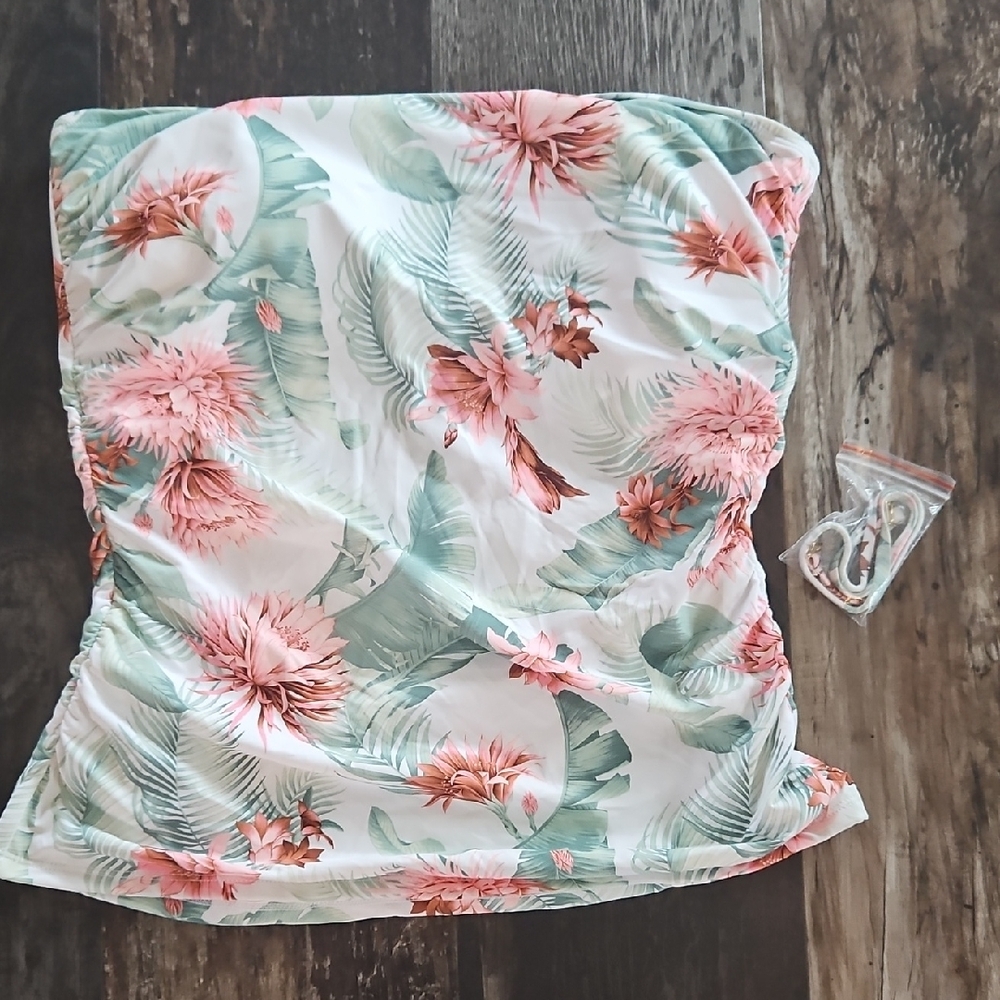 Tommy Bahama Pink and Green Floral Swim Tankini Top
